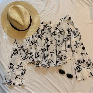 Long sleeve white embroidered blouse